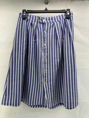 POL M women’s blue and white striped full skirt button front